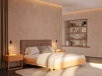 Кровать Rivi Charm Бук натуральный/микрофлок Sakura 10 120х200