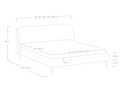 Кровать Сонум Rosa Кашемир Серый 200х200
