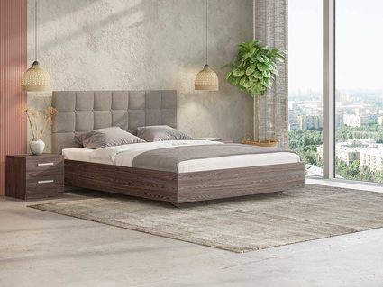 Кровать Сонум Luiza Ясень Анкор + Рогожка Песочная 200х190