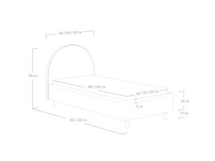 Кровать Сонум Roxy Эвита латте (с подъемным механизмом) 90х190