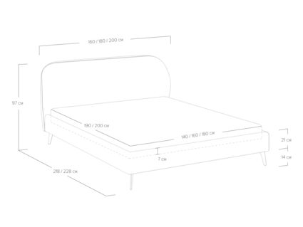 Кровать Сонум Katrin Кашемир Голубой 160х200