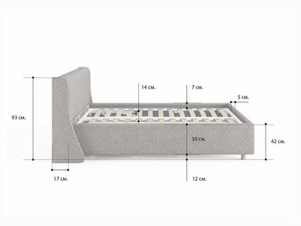 Кровать Сонум Barcelona Рогожка Пепельная (с подъемным механизмом) 200х190