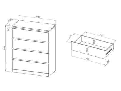 Комод Гуд Лакк Варма 4 серый 40х80