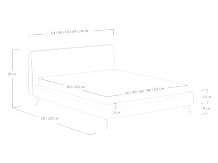 Кровать Сонум Boston Микровелюр кремовый 200х190