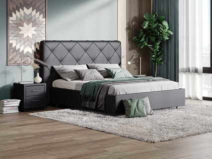 Кровать Сонум Manhattan Экокожа Коричневый (с основанием) 180х200