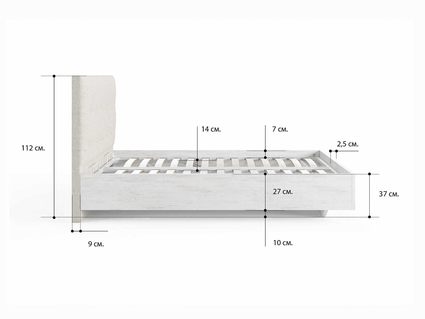 Кровать Сонум Vena Ясень Ориноко + Рогожка Льняная (с подъемным механизмом) 180х190