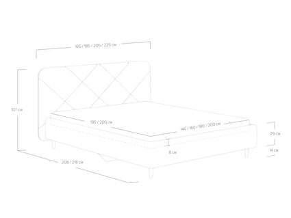 Кровать Сонум Taylor Фултон серый (с подъемным механизмом) 160х200
